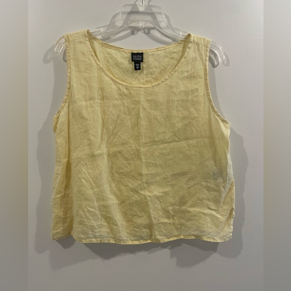 Eileen Fisher L Irish Linen Shell/Tank Top Yellow